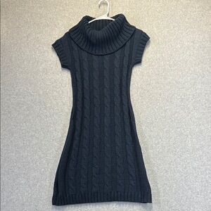 Say What? Blue Ribbed Cowl Neck Sweater Dress